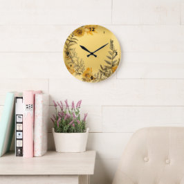Reloj Redondo Grande Dandelios Amarillos Helechos Verdor Campestre