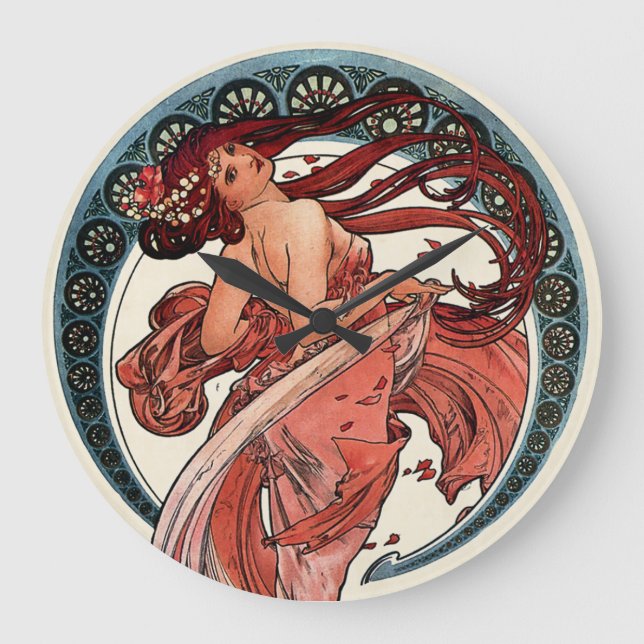 Reloj Redondo Grande Danza de Alfons Mucha 1898 (Anverso)
