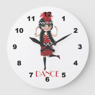 Reloj Redondo Grande Danza de muñecas Chica de flapor de ojo grande