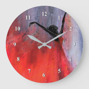 Reloj Redondo Grande Danza en rojo - Resumen de pintura original