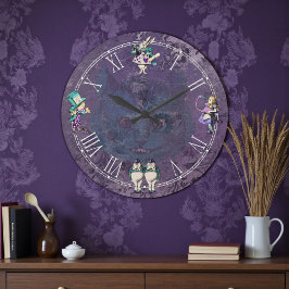 Reloj Redondo Grande Dark Alice Deep Purple Wonderland