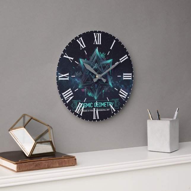 Reloj Redondo Grande Dark Cosmic Geometry Galactic Space Roman Wall Clo (Oficina)