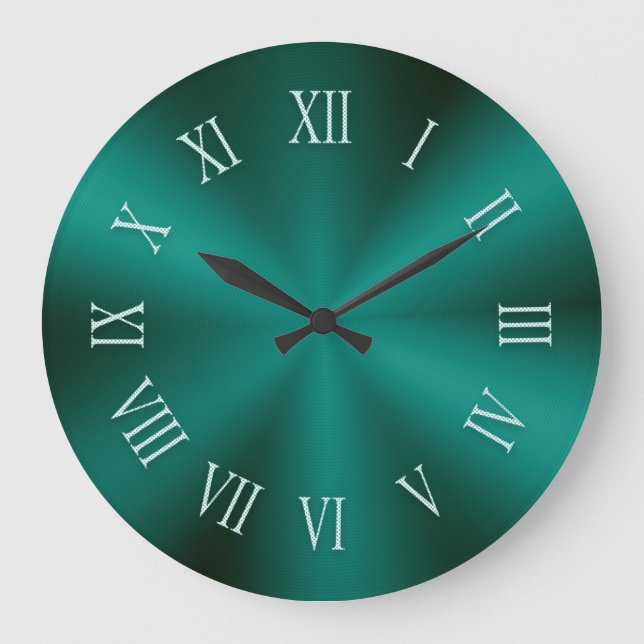 Reloj Redondo Grande Dark Green Metallic Clock with Roman Numbers (Anverso)
