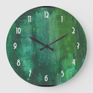 Reloj Redondo Grande Dark Green Watercolor Abstract