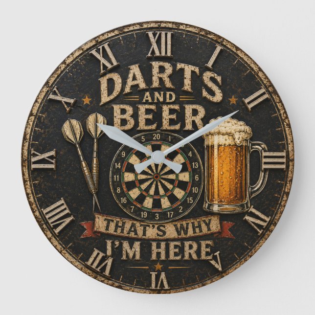 Reloj Redondo Grande Darts and Beer (Anverso)