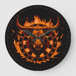 Reloj Redondo Grande Dartscheibe Feuer Stier Bulle Spezialdesign