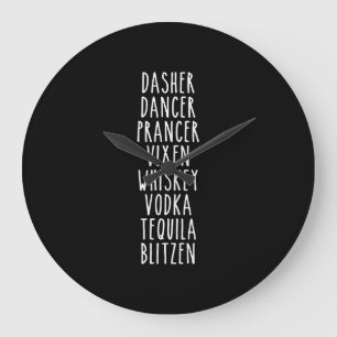 Reloj Redondo Grande Dasher Dancer Prancer Vixen Whiskey Vodka Tequila