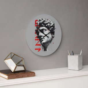Reloj Redondo Grande David Bust con estilo callejero moderno y aristas