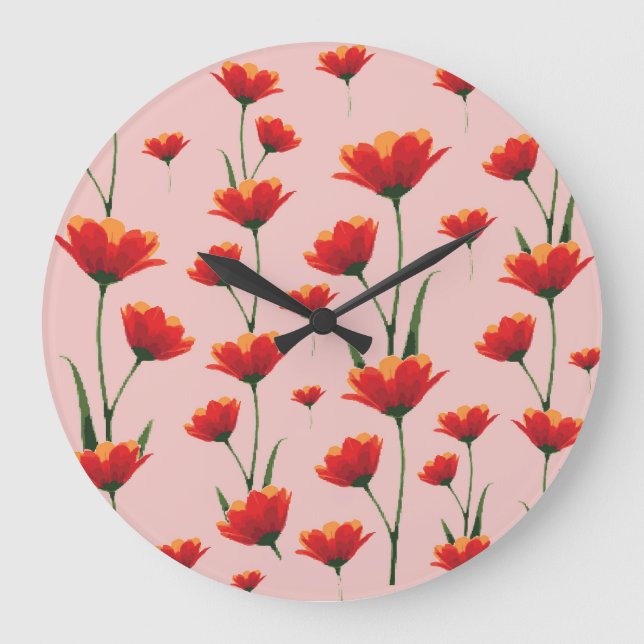 Reloj Redondo Grande Dawnfire Poppies (Anverso)