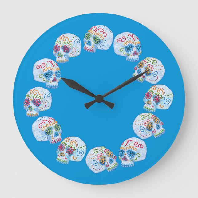 Reloj Redondo Grande Day Of The Dead Sugar Skulls (Anverso)