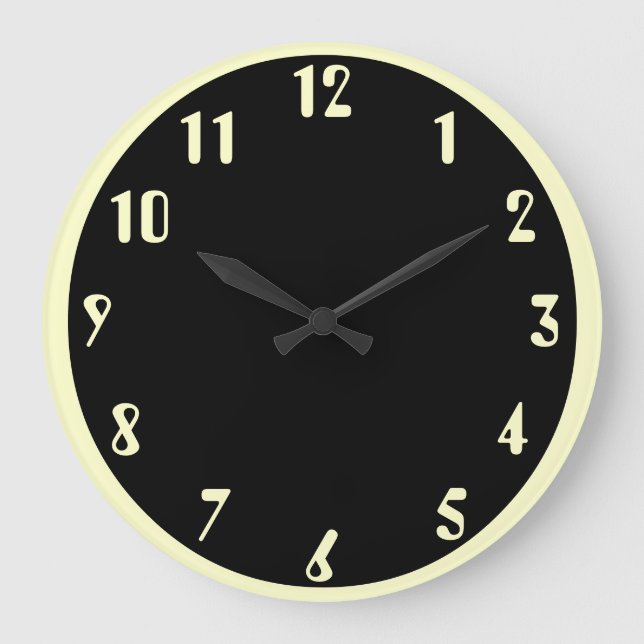 Reloj Redondo Grande De blanco en negro (Anverso)