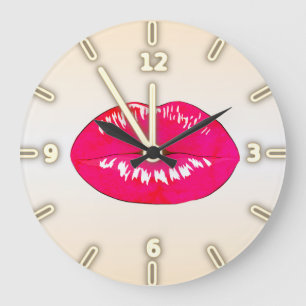 Reloj Redondo Grande De moda fresco adorable   , labios -