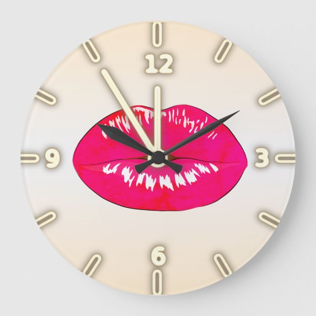Reloj Redondo Grande De moda fresco adorable   , labios - (Anverso)