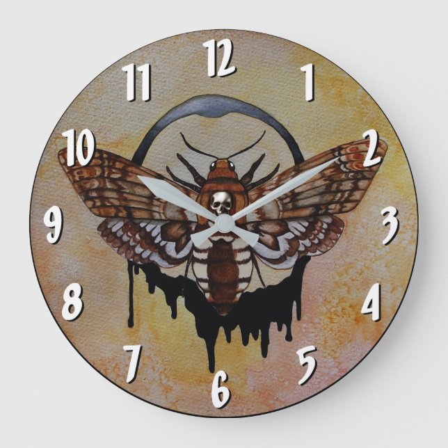Reloj Redondo Grande Death's Head Hawk Moth Clock (Anverso)