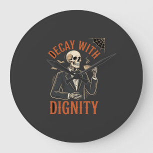 Reloj Redondo Grande Decaer Con Dignidad Vintage Esqueleto Café Hallowe