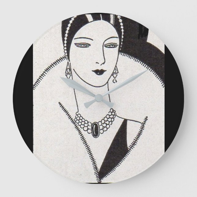 Reloj Redondo Grande Deco de arte de 1928 (Anverso)