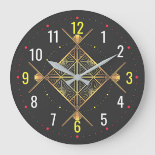 Reloj Redondo Grande Deco de arte negro y dorado - Visiones modernas ge