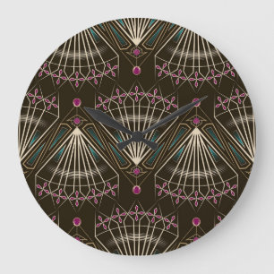 Reloj Redondo Grande Decoción de arte antiguo, patrón geométrico
