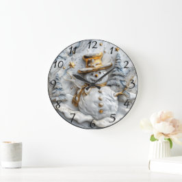 Reloj Redondo Grande Decoración acogedora de Navidades Snowman