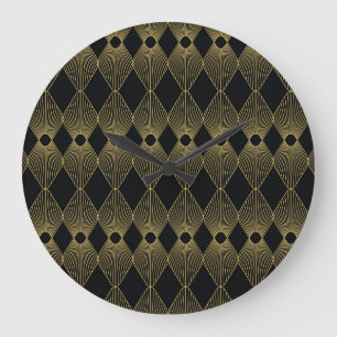 Reloj Redondo Grande Decoración Art Decó Patrón sin Maravillas