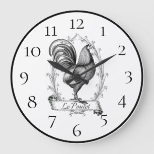 Reloj Redondo Grande Decoración casera de Rooster Farmhouse