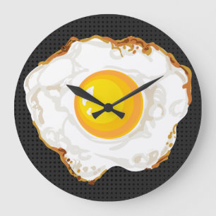 Reloj Redondo Grande Decoración de cocción de huevos fritos estilo retr