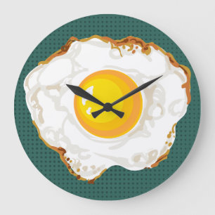 Reloj Redondo Grande Decoración de cocina de huevo frito de estilo retr