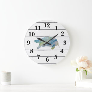 Reloj Redondo Grande Decoración de color animal de pintura de tortuga