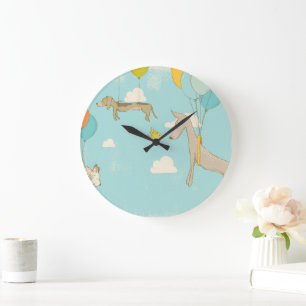 Reloj Redondo Grande Decoración de dormitorio ilustrada para niños con 