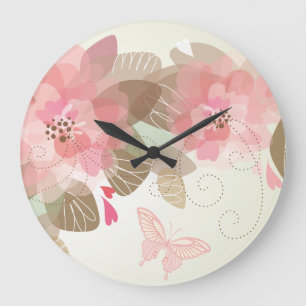 Reloj Redondo Grande Decoración de flores 15 cerraduras de pared y opci