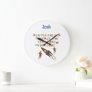 Reloj Redondo Grande Decoración de guardería de tema espacial