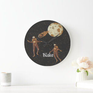 Reloj Redondo Grande Decoración de guardería de temática astronauta par