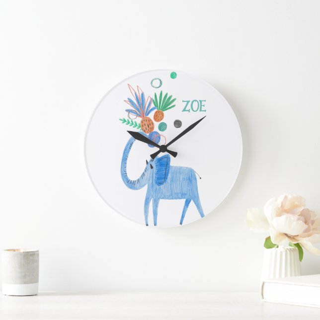 Reloj Redondo Grande Decoración de guardería temática de la jungla (Hogar)
