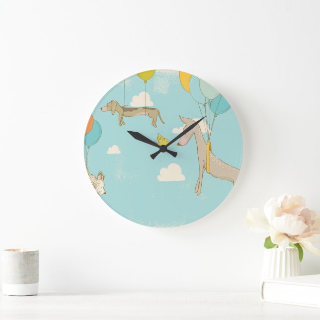 Reloj Redondo Grande Decoración de habitación ilustrada para niños con  (Hogar)