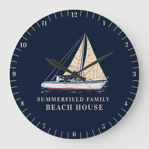 Reloj Redondo Grande Decoración de la Casa de Playa Náutica