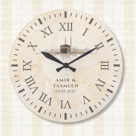 Reloj Redondo Grande Decoración de la Kaaba Islámica | Regalo de Boda M