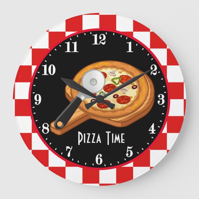 Reloj Redondo Grande decoración de los amantes de la pizza italiana (Anverso)