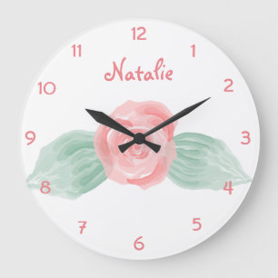 Reloj Redondo Grande Decoración de niñera rosa personalizada