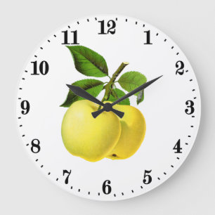 Reloj Redondo Grande Decoración de pared de cocina con manzanas amarill