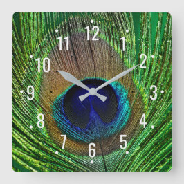 Reloj Redondo Grande Decoración de Peafowl Vintage - Pluma de pavo real