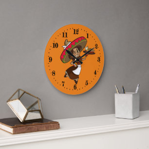 Reloj Redondo Grande Decoración de una mujer mexicana.