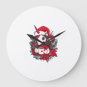 Reloj Redondo Grande Decoración de unicornio de Navidad para niñas y ni