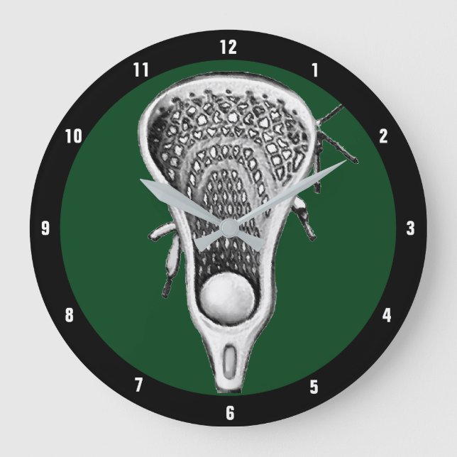 Reloj Redondo Grande Decoración deportiva Lacrosse (Anverso)