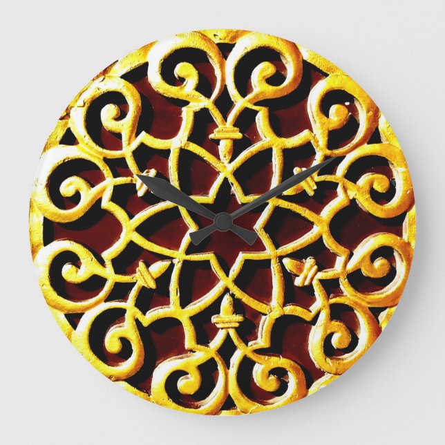 Reloj Redondo Grande Decoración dorada (Anverso)