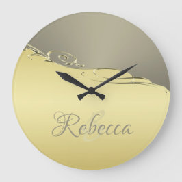 Reloj Redondo Grande Decoración metalizado de oro de lujo en oro y plat