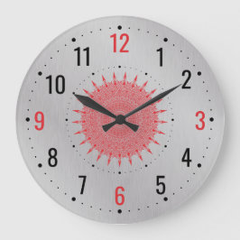 Reloj Redondo Grande Decoración Metalizado de plata antigua - Gris vint
