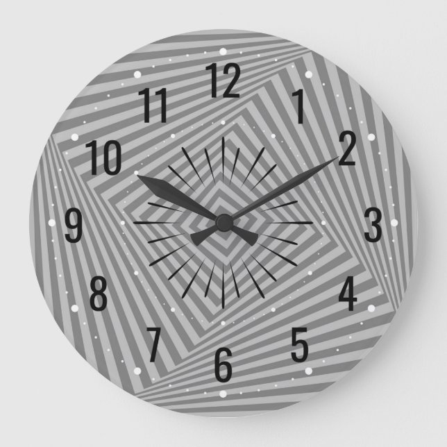 Reloj Redondo Grande Decoración moderna y geométrica - Gris inusual (Anverso)