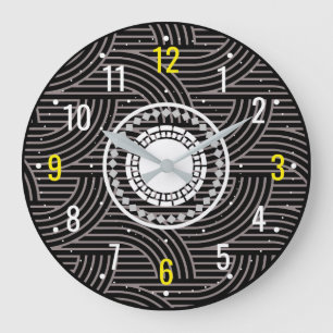 Reloj Redondo Grande Decoración Oscura Contemporánea - Negro Moderno