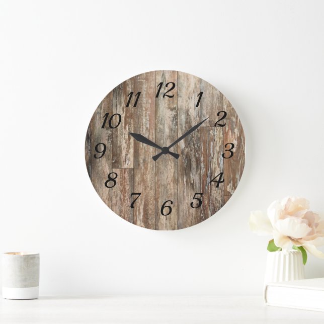 Reloj Redondo Grande Decoración Rústica de la Madera Ahumada (Hogar)