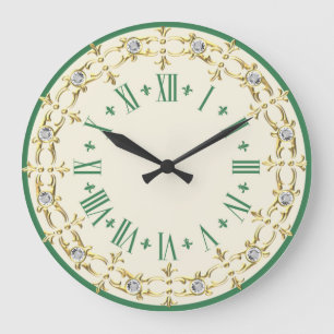 Reloj Redondo Grande Decoración verde romántica